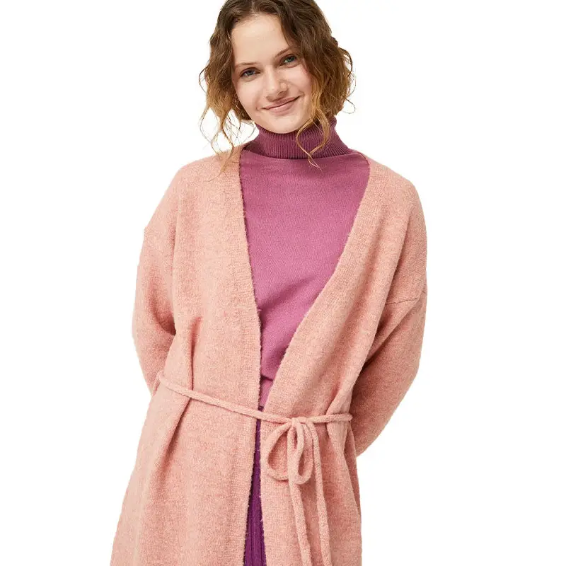 COMPANIA FANTASTICA CHAQUETA MIDI DE PUNTO ROSA