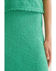 COMPANIA FANTASTICA FALDA MIDI CON BORDADO ENCADENADO VERDE