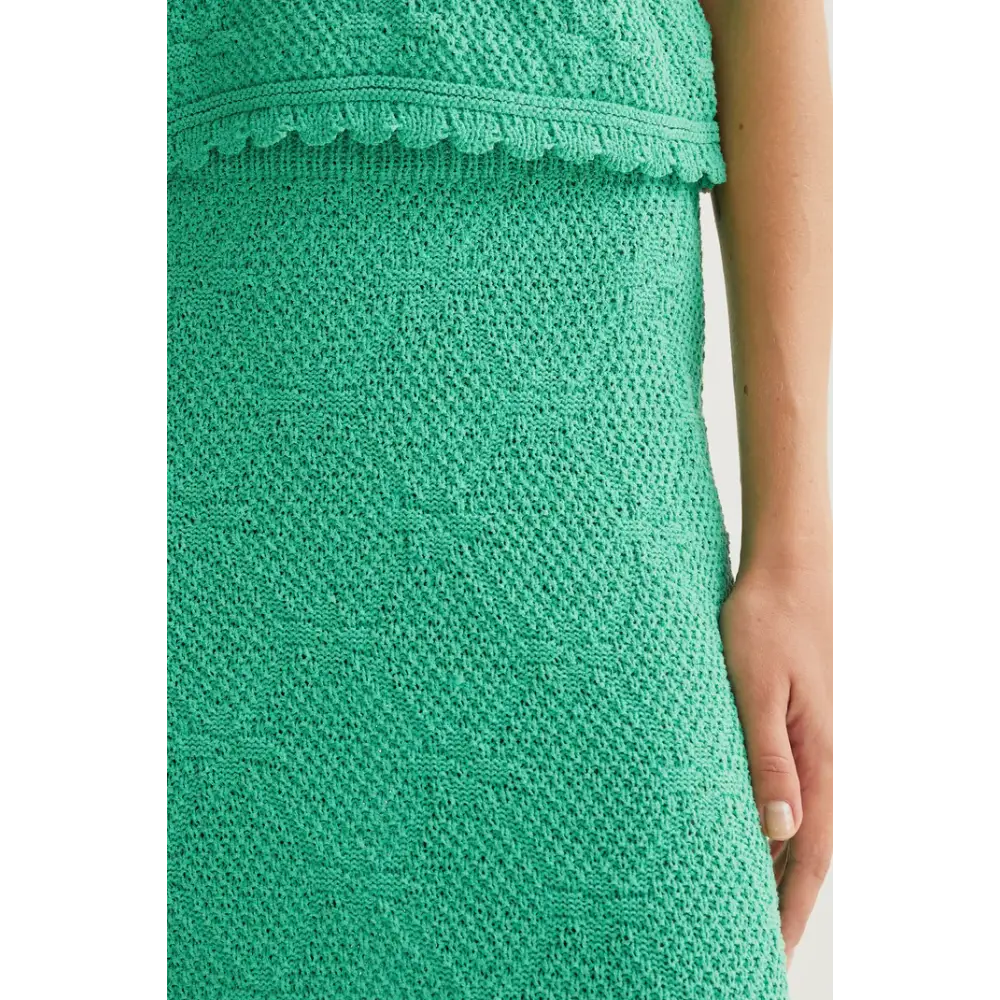 COMPANIA FANTASTICA FALDA MIDI CON BORDADO ENCADENADO VERDE