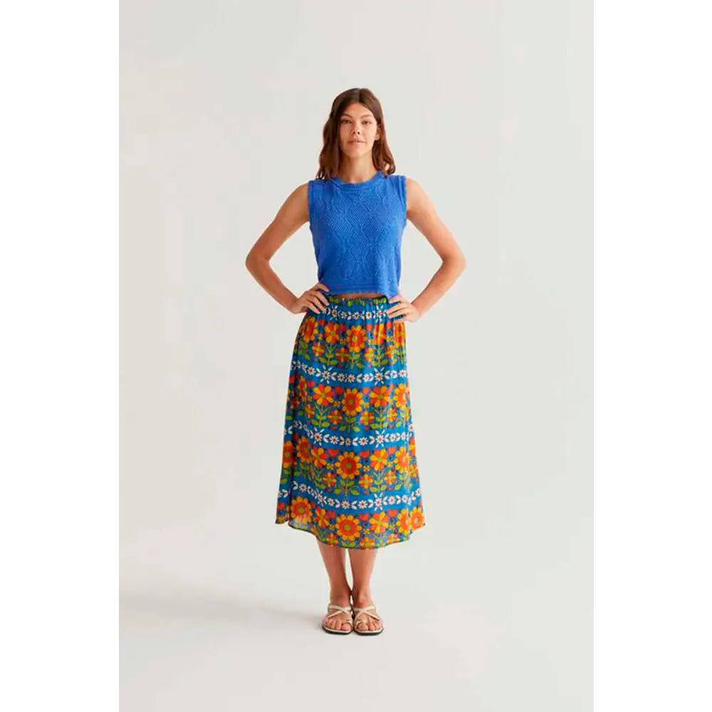 COMPAÑIA FANTASTICA FALDA MIDI CON ESTAMPADO GARDEN