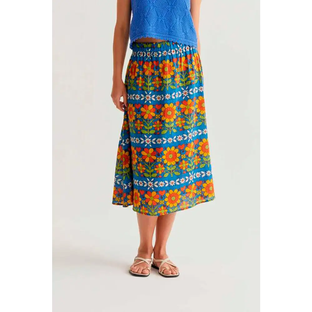 COMPAÑIA FANTASTICA FALDA MIDI CON ESTAMPADO GARDEN