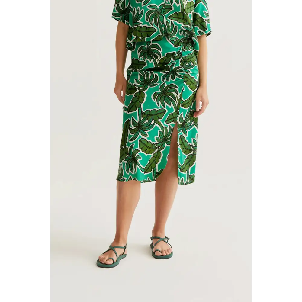 COMPAÑIA FANTASTICA FALDA MIDI CON ESTAMPADO PALM