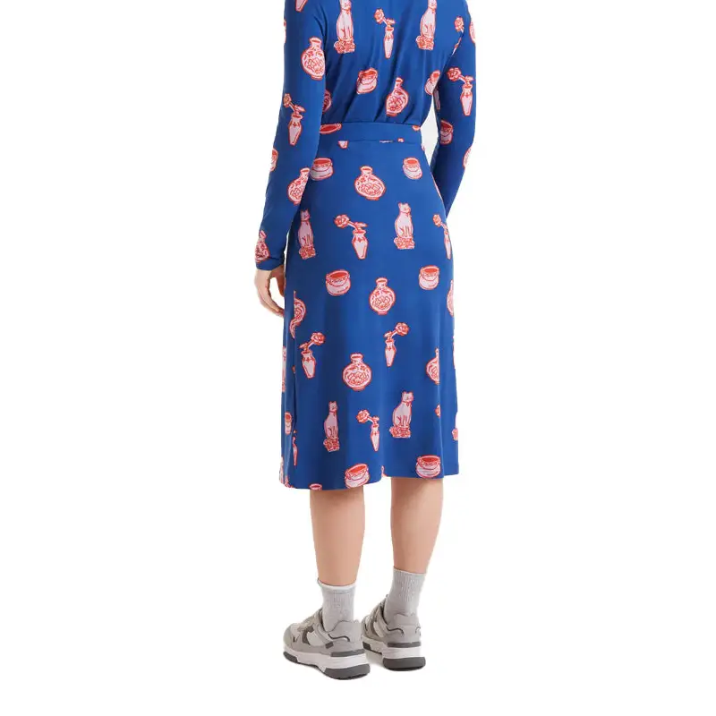 COMPAÑIA FANTASTICA FALDA MIDI ESTAMP PORCELAIN - textil