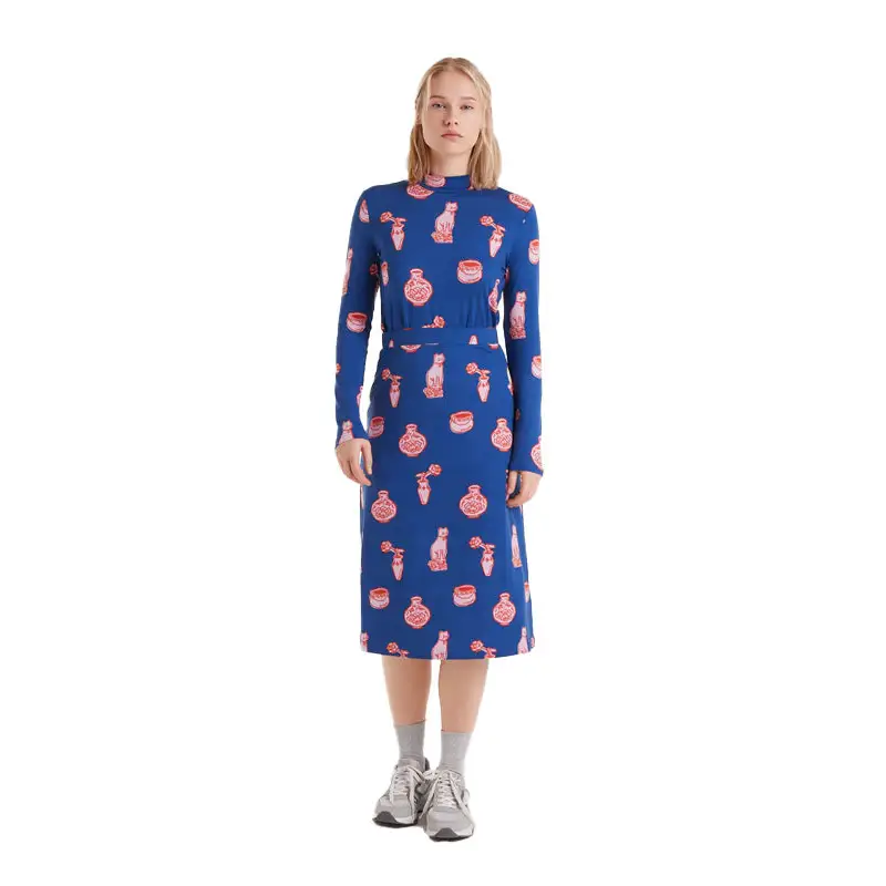 COMPAÑIA FANTASTICA FALDA MIDI ESTAMP PORCELAIN - textil