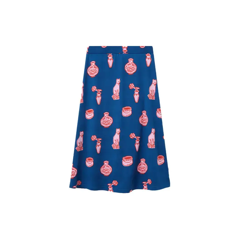 COMPAÑIA FANTASTICA FALDA MIDI ESTAMP PORCELAIN - textil