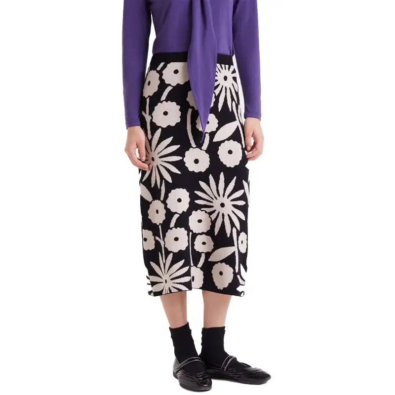 COMPAÑIA FANTASTICA FALDA MIDI JACQUARD ESTANPADO - textil