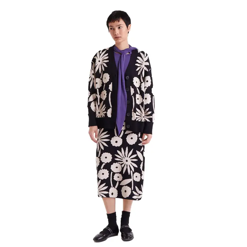 COMPAÑIA FANTASTICA FALDA MIDI JACQUARD ESTANPADO - textil