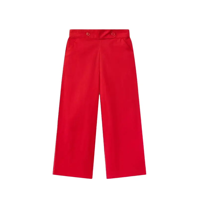 COMPAÑÍA FANTASTICA PANTALÓN RECTO BOTONES ROJO