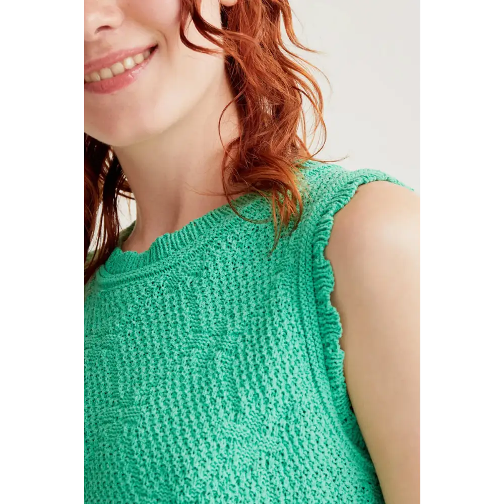 COMPAÑIA FANTASTICA TOP BORDADO ENCADENADO VERDE