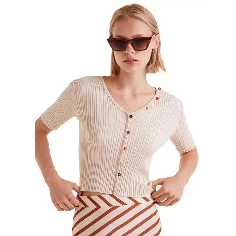 COMPAÑIA FANTASTICA TOP CANALÉ ABALORIOS BEIGE