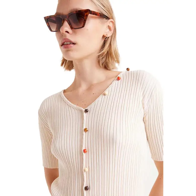 COMPAÑIA FANTASTICA TOP CANALÉ ABALORIOS BEIGE