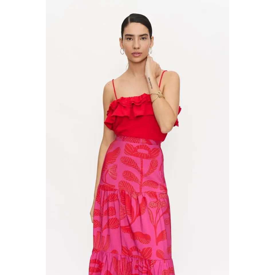 COMPAÑIA FANTASTICA TOP DE VOLANTE ROJO