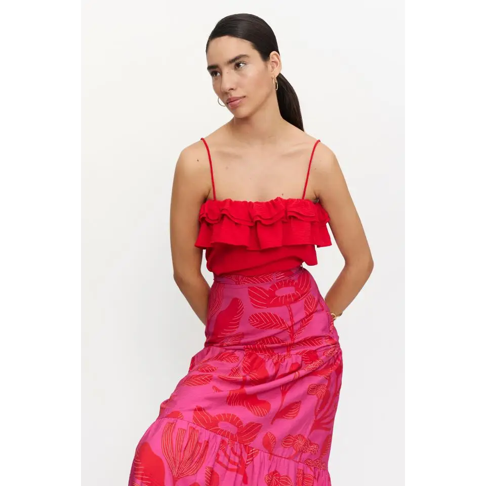 COMPAÑIA FANTASTICA TOP DE VOLANTE ROJO