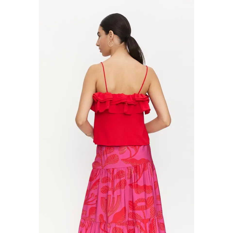 COMPAÑIA FANTASTICA TOP DE VOLANTE ROJO