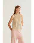 COMPAÑIA FANTASTICA TOP PLISADO BEIGE