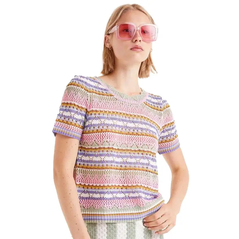 COMPAÑIA FANTASTICA TOP PUNTO CALADO RAYAS MULTICO