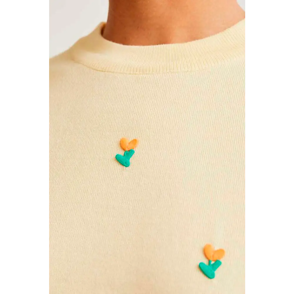 COMPANIA FANTASTICA TOP PUNTO SUAVE AMARILLO CON FLORES