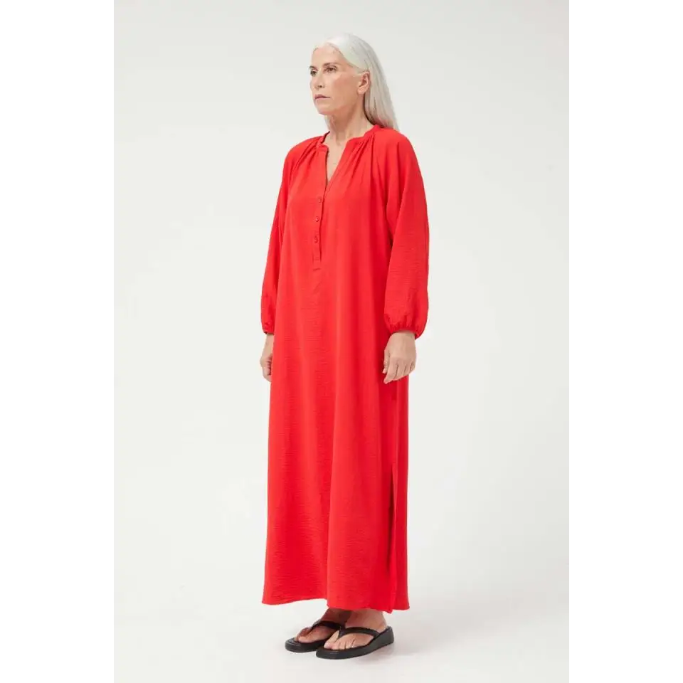 COMPAÑIA FANTASTICA VESTIDO CAMISERO LARGO ROJO