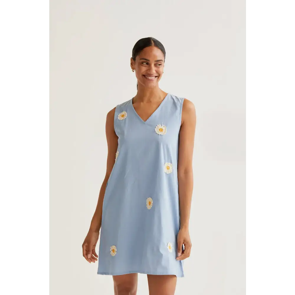 COMPAÑIA FANTASTICA VESTIDO CORTO CON BORDADO DE MARGARITAS