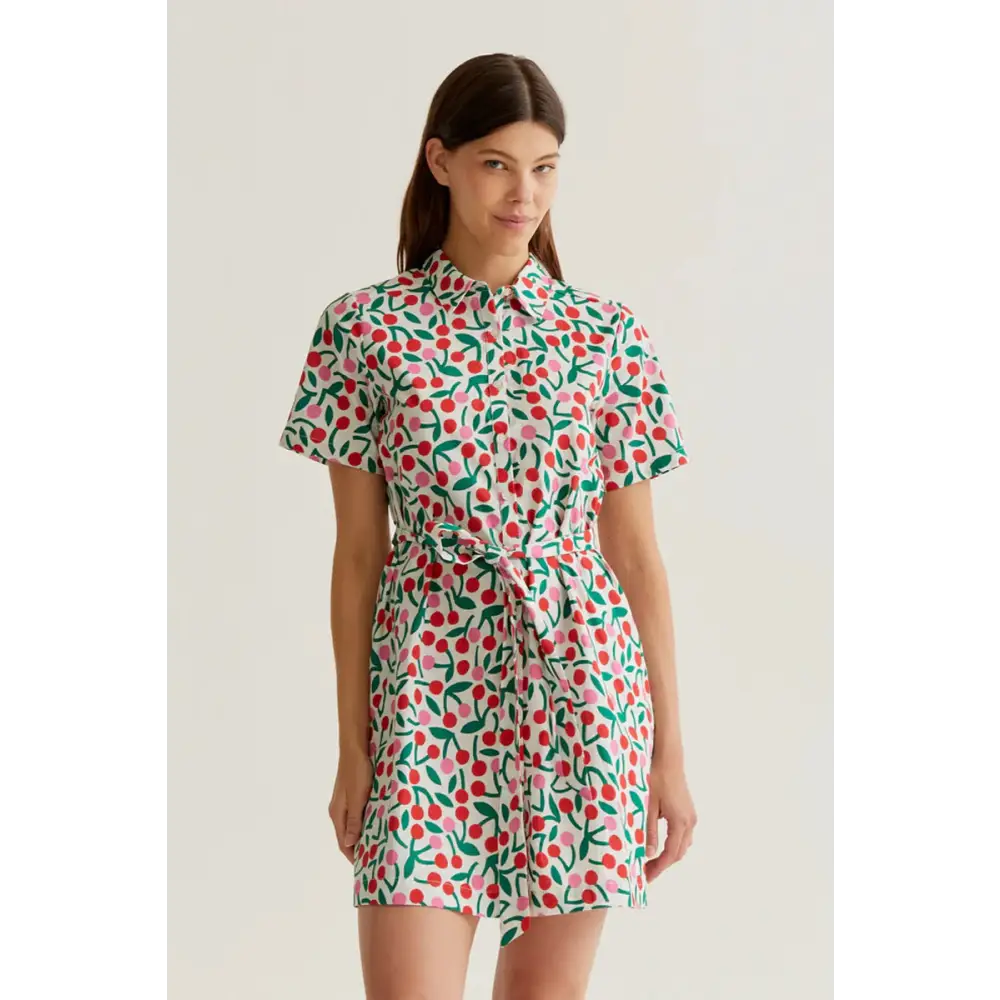 COMPANIA FANTASTICA VESTIDO CORTO CON ESTAMPADO GUINDA