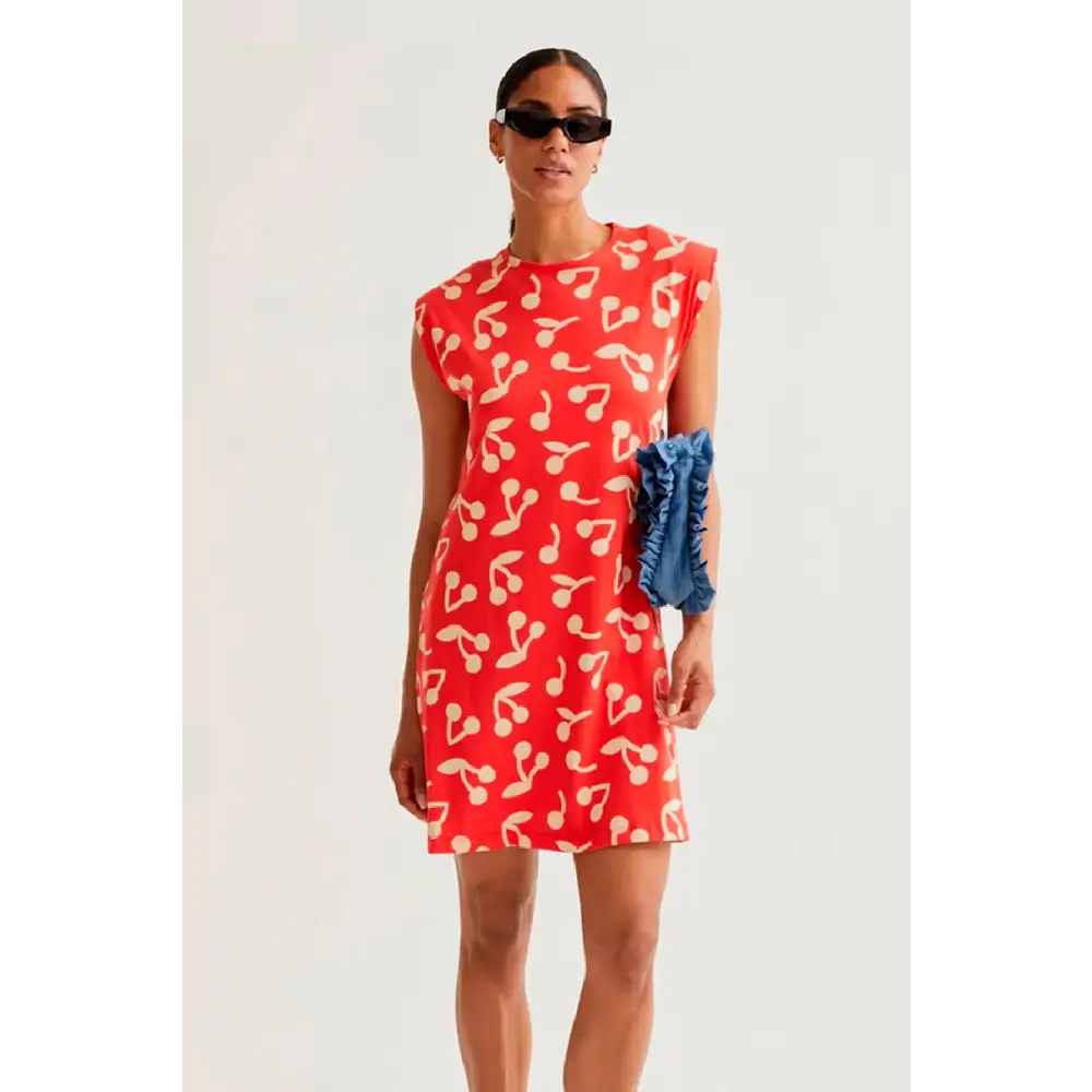 COMPANIA FANTASTICA VESTIDO CORTO CON ESTAMPADO RED GUINDA