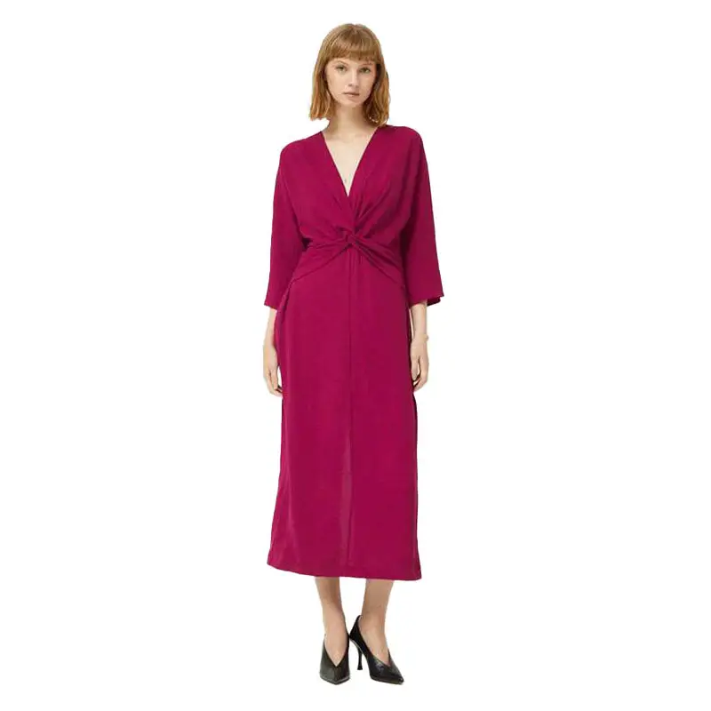 COMPANIA FANTASTICA VESTIDO LARGO DRAPEADO FUCSIA