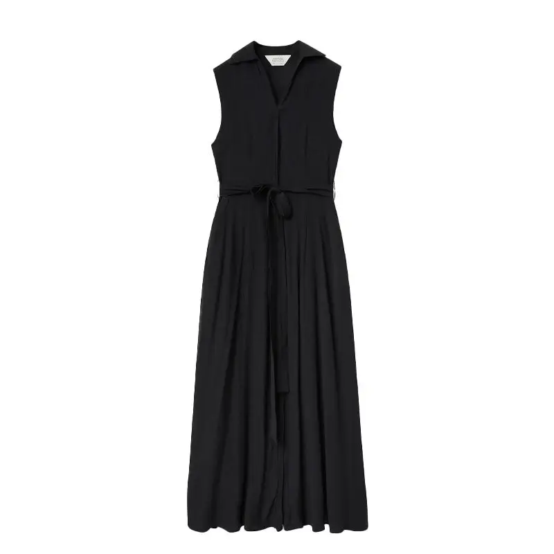 COMPAÑIA FANTASTICA VESTIDO LARGO FLUIDO NEGRO