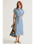 COMPANIA FANTASTICA VESTIDO MIDI CON ESTAMPADO LAVAGNA BLUE