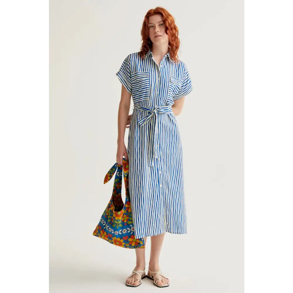 COMPANIA FANTASTICA VESTIDO MIDI CON ESTAMPADO LAVAGNA BLUE