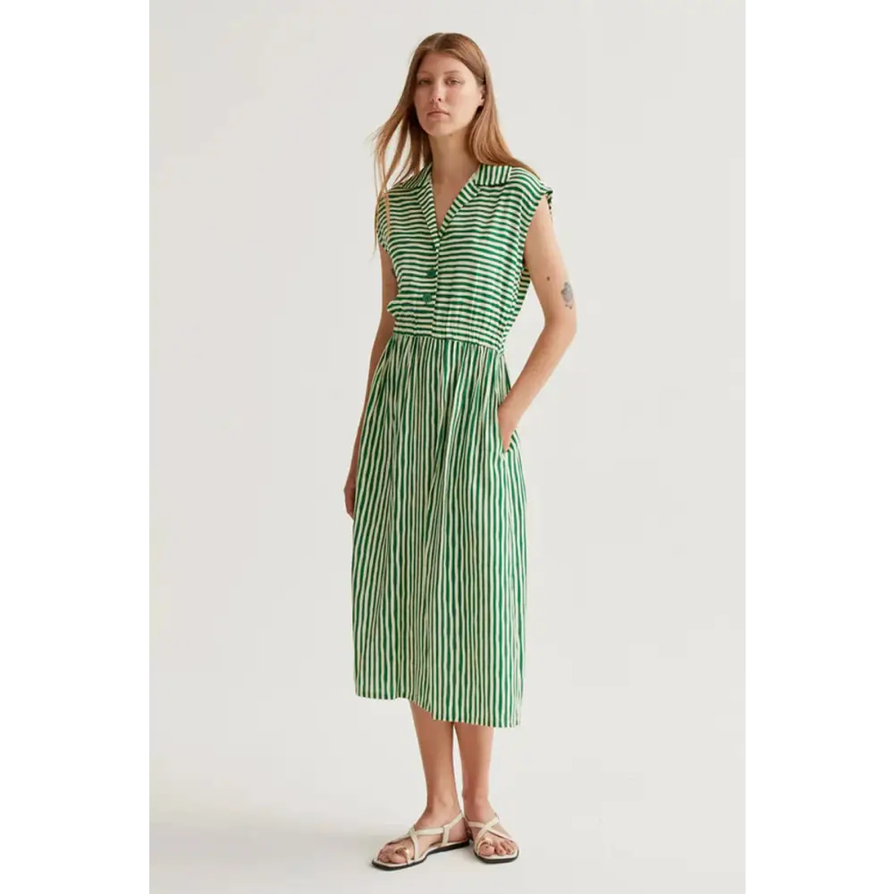 COMPANIA FANTASTICA VESTIDO MIDI CON ESTAMPADO LAVAGNA GREEN