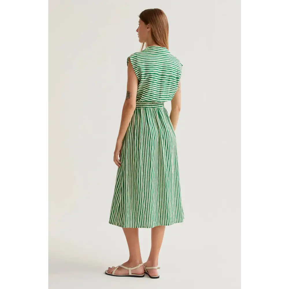 COMPANIA FANTASTICA VESTIDO MIDI CON ESTAMPADO LAVAGNA GREEN