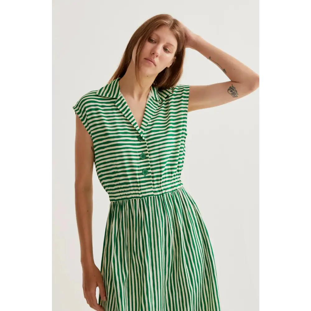 COMPANIA FANTASTICA VESTIDO MIDI CON ESTAMPADO LAVAGNA GREEN