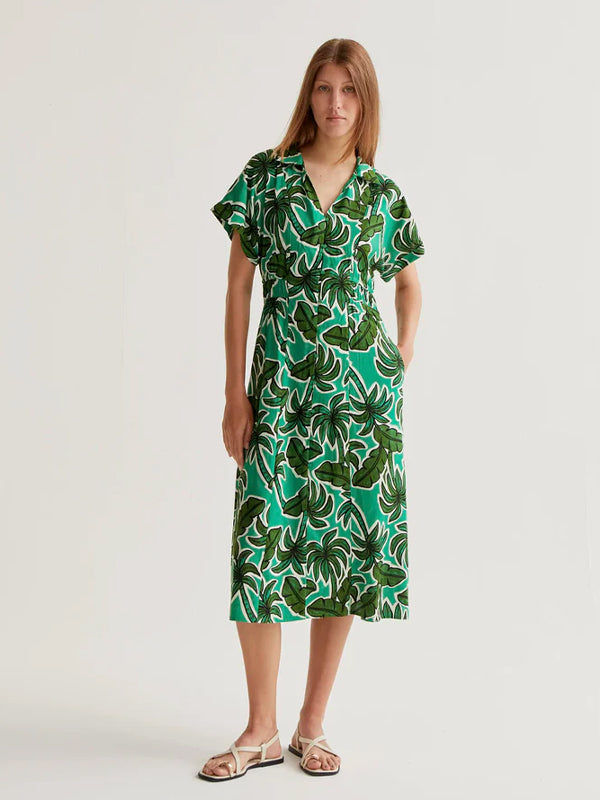 COMPANIA FANTASTICA VESTIDO MIDI CON ESTAMPADO PAL