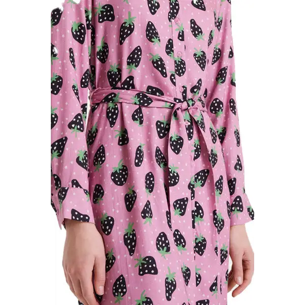 COMPAÑIA FANTASTICA VESTIDO MIDI ESTAMP MORANGO - textil