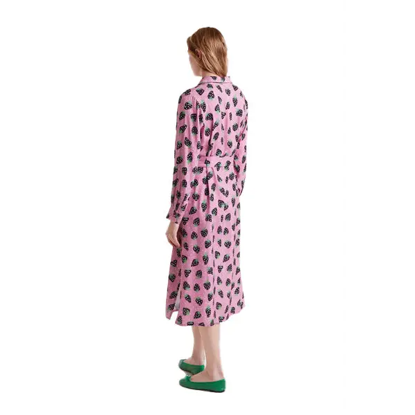 COMPAÑIA FANTASTICA VESTIDO MIDI ESTAMP MORANGO - textil