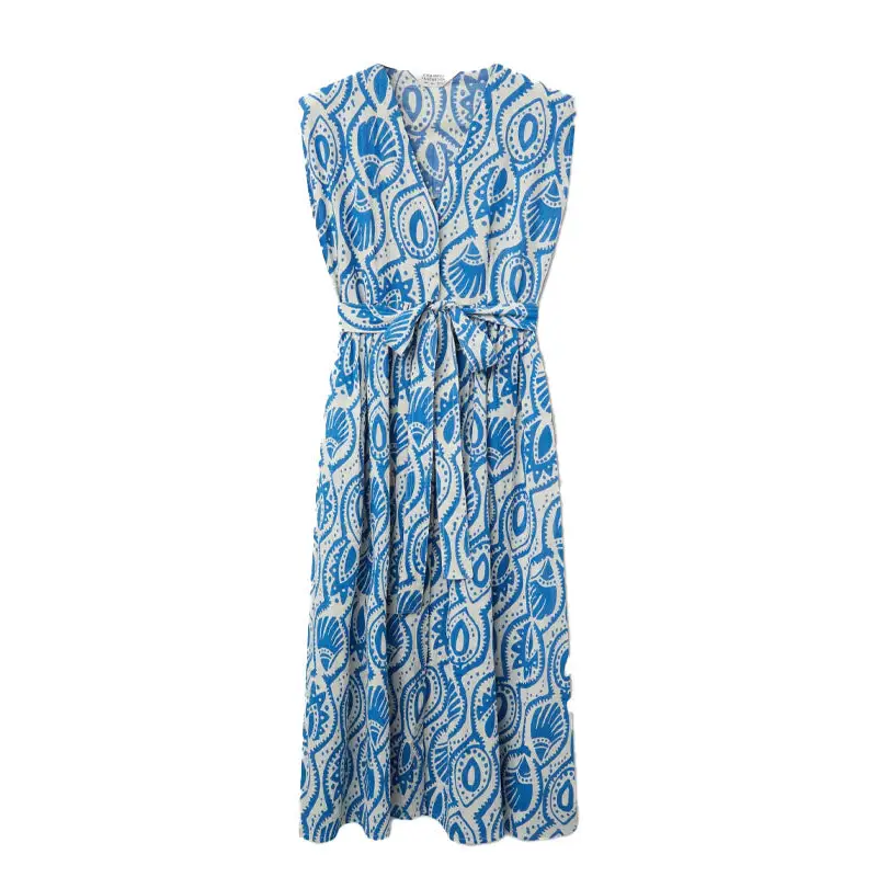 COMPAÑIA FANTASTICA VESTIDO MIDI ESTAMPADO AQUARIA