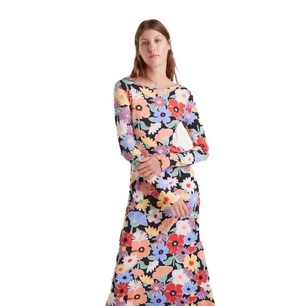 COMPAÑIA FANTASTICA VESTIDO MIDI ESTAMPADO HAMPTON BIG - textil
