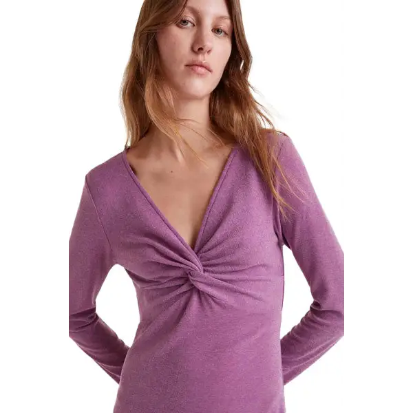 COMPAÑIA FANTASTICA VESTIDO MIDI LILA ESCOTE ANUD - textil