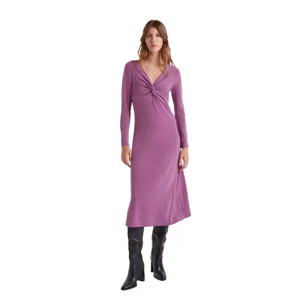 COMPAÑIA FANTASTICA VESTIDO MIDI LILA ESCOTE ANUD - textil