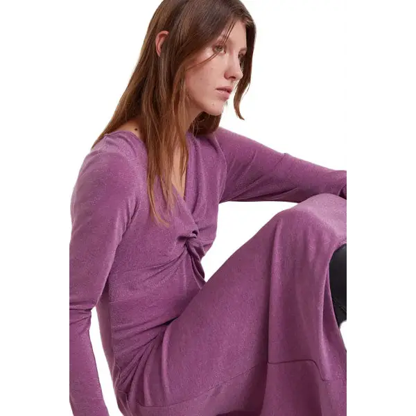 COMPAÑIA FANTASTICA VESTIDO MIDI LILA ESCOTE ANUD - textil