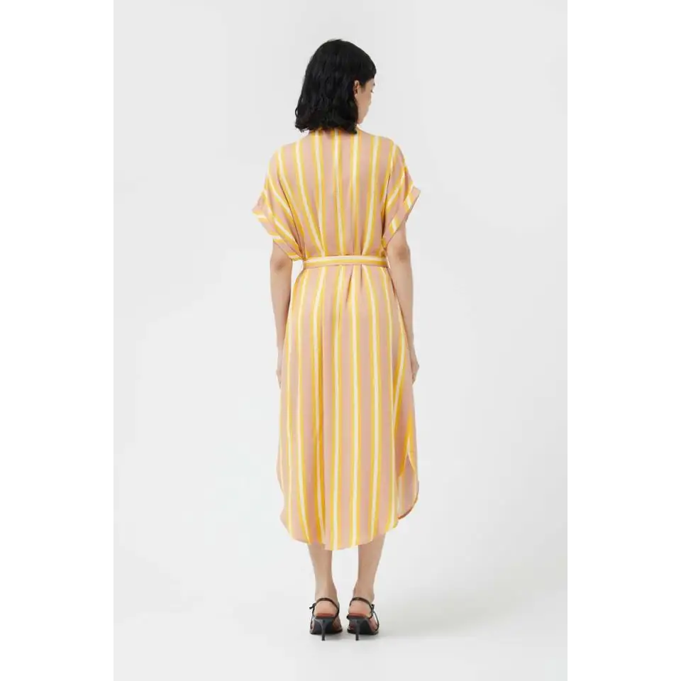 COMPAÑIA FANTASTICA VESTIDO MIDI MARRON Y MOSTAZA