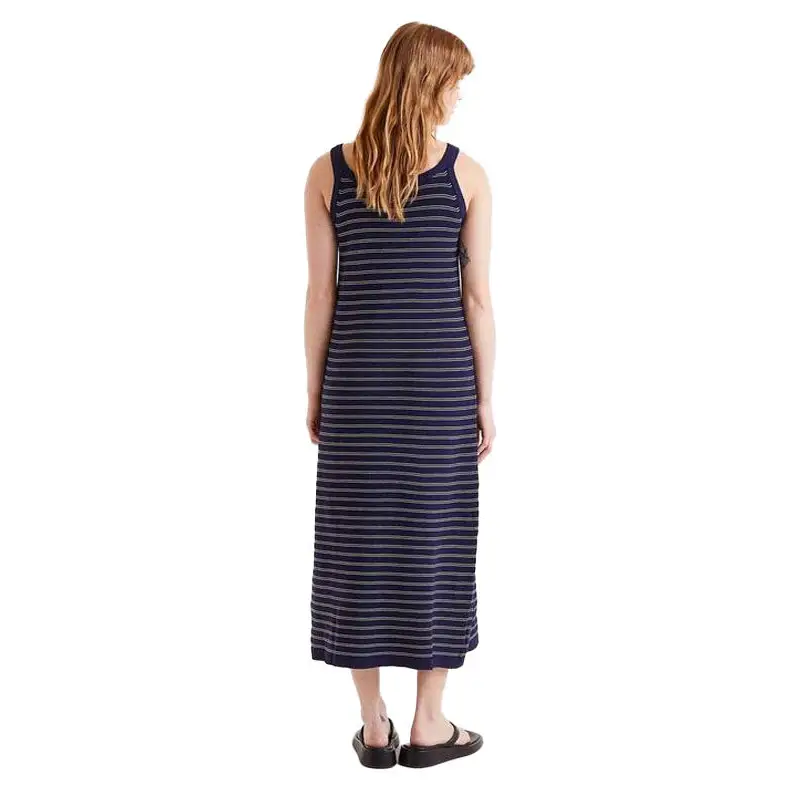 COMPAÑÍA FANTASTICAVESTIDO MIDI PUNTO RAYAS AZUL M