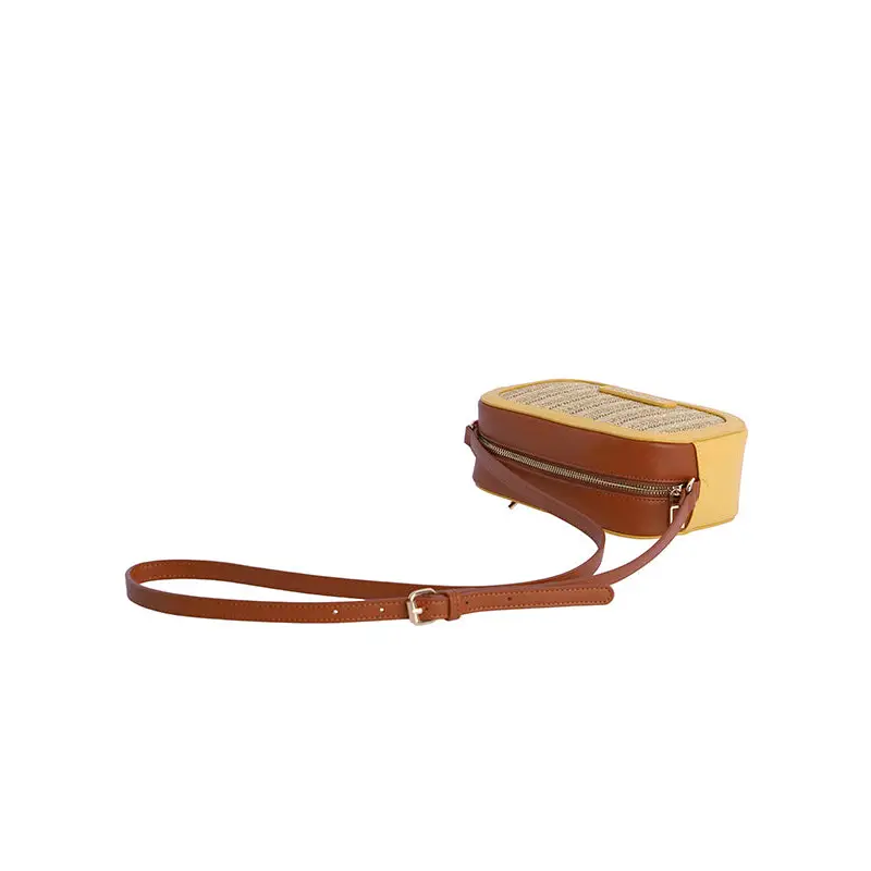 DON ALGODÓN BANDOLERA DE RAFIA MARRÓN Y MOSTAZA - TALLA ÚNICA
