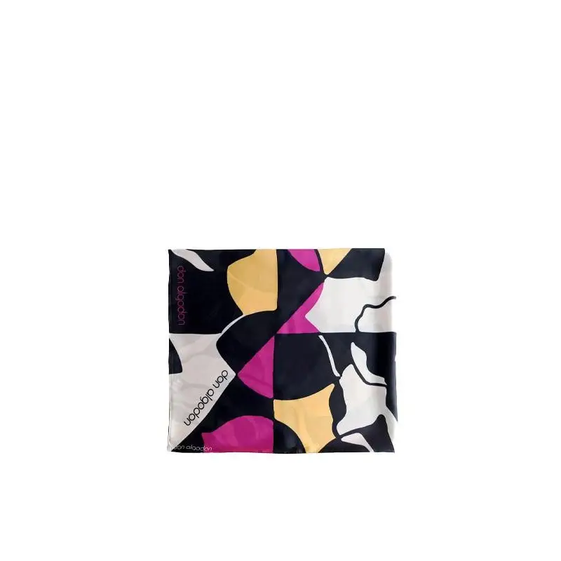 DON ALGODÓN PAÑUELO ESTAMPADO NEGRO Y ROSA - TALLA ÚNICA