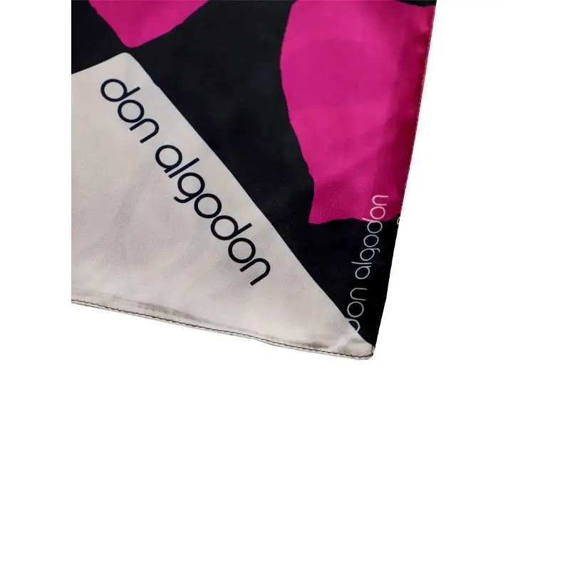 DON ALGODÓN PAÑUELO ESTAMPADO NEGRO Y ROSA - TALLA ÚNICA
