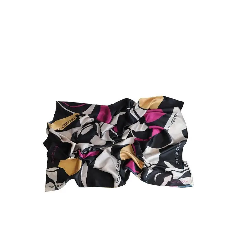 DON ALGODÓN PAÑUELO ESTAMPADO NEGRO Y ROSA - TALLA ÚNICA