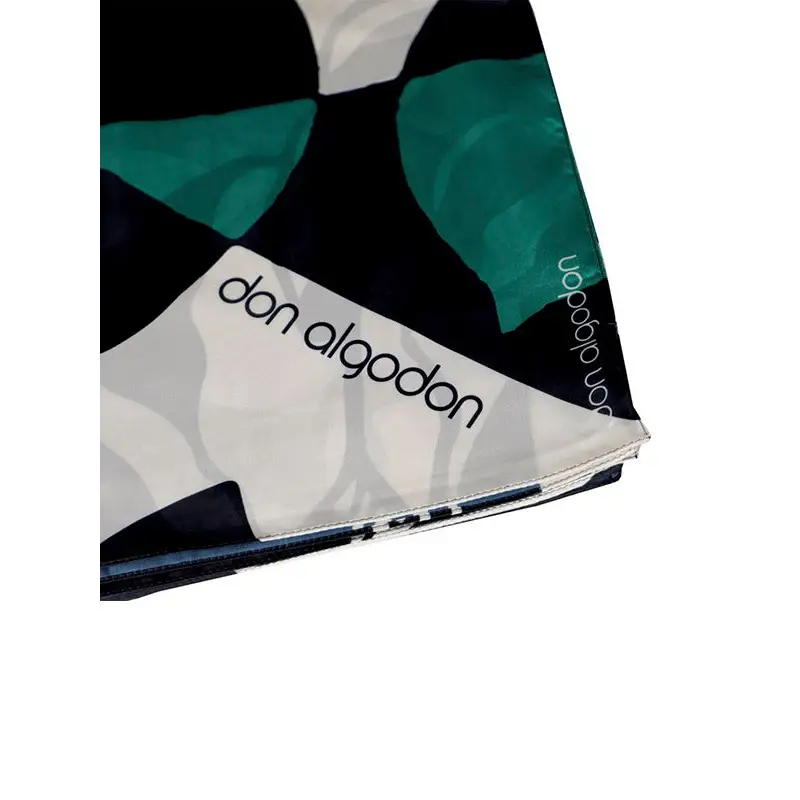 DON ALGODÓN PAÑUELO ESTAMPADO NEGRO Y VERDE - TALLA ÚNICA