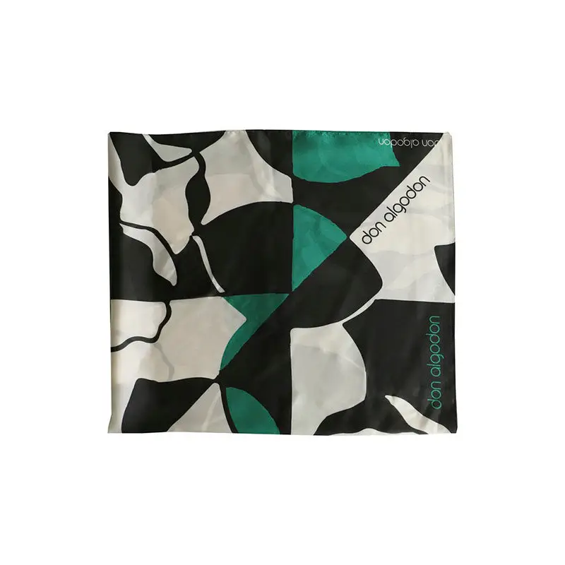 DON ALGODÓN PAÑUELO ESTAMPADO NEGRO Y VERDE - TALLA ÚNICA
