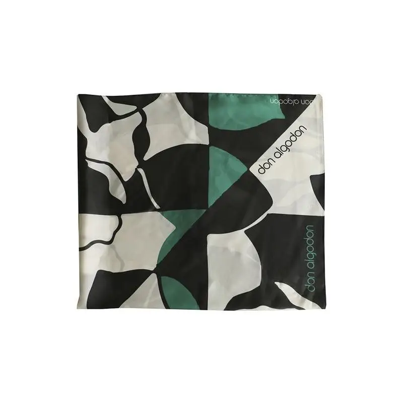 DON ALGODÓN PAÑUELO ESTAMPADO NEGRO Y VERDE - TALLA ÚNICA