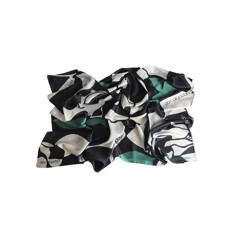 DON ALGODÓN PAÑUELO ESTAMPADO NEGRO Y VERDE - TALLA ÚNICA